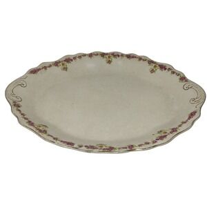 Antique Buffalo Pottery Princess Serving Platter Dish Roses Gold Trim Twelve‎ In